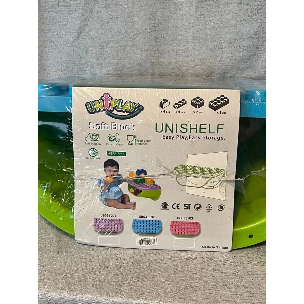 UniPlay Soft Block UNISHELF Blue Green Kids Building Toy Storage Bin NEW
